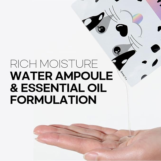 Epielle Animal Character Sheet Masks 6 Pack, Moisturizing & Rejuvenating Face Mask with Hyaluronic Acid & Vitamin E, Korean Skin Care, Girls Spa Party Favors, Sleepover, Self Care Gifts for Women