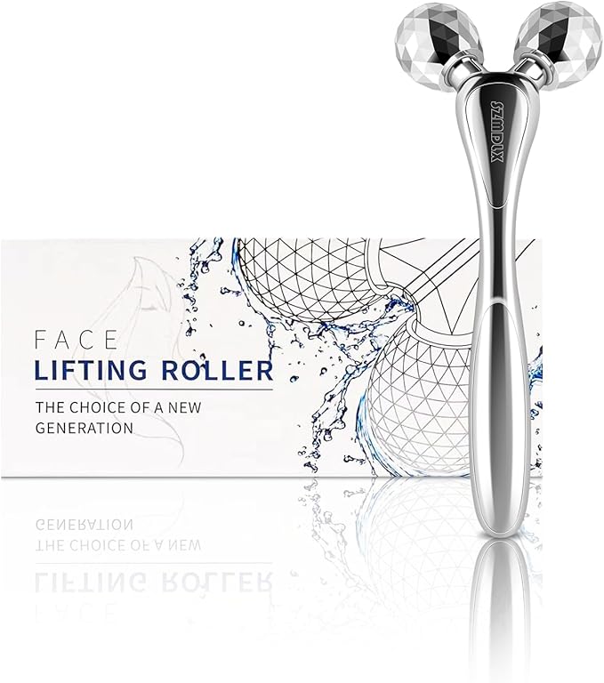 3D Facial Massager Rollers Facial Lifting Massager, Skin Care Face Body Massager Firming Tools for Body Relaxation Massage, Kneading, Body Slimming and V-Shaped Face Lift, Anti-Wrinkle (Silver)
