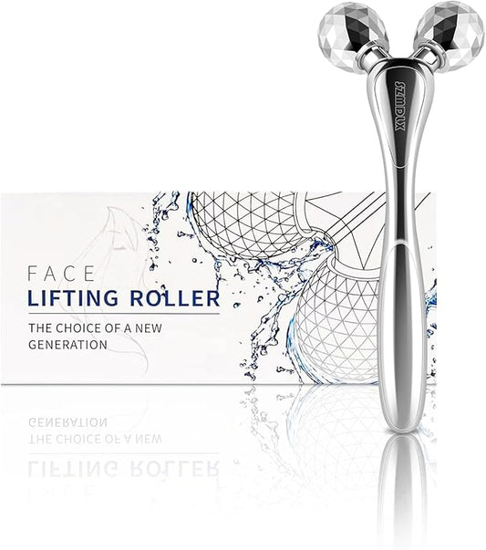 3D Facial Massager Rollers Facial Lifting Massager, Skin Care Face Body Massager Firming Tools for Body Relaxation Massage, Kneading, Body Slimming and V-Shaped Face Lift, Anti-Wrinkle (Silver)