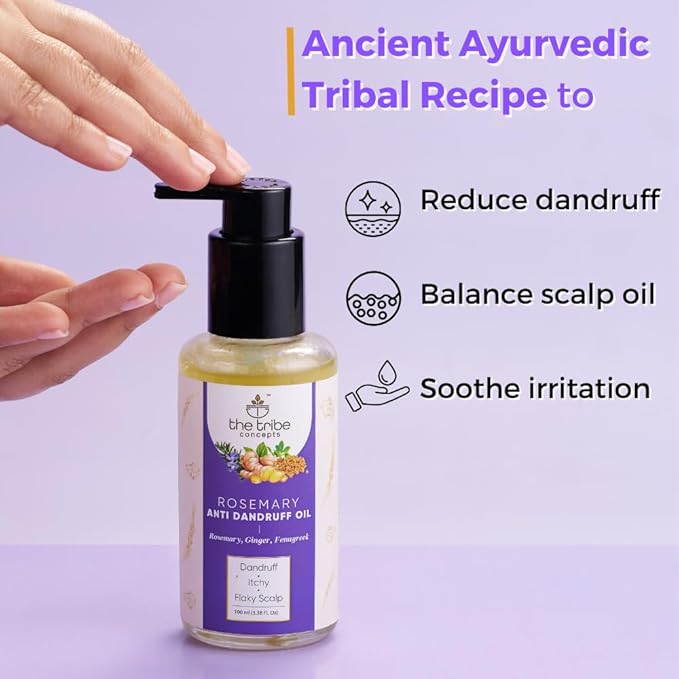 Rosemary Anti Dandruff Hair Oil - Strengthens Hair, Itchy Flakes Scalp, Dandruff Remover with Rosemary, Ginger, Fenugreek, Pippali for Men Women 100 ml Pack of 1 Gold