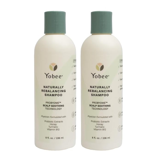 Yobee Naturally Rebalancing Shampoo | Dry, Flaky & Itchy Scalp Care with Para Probiotics, Organic Honey & Turmeric, Vitamin B12 & Oat Extracts | Dandruff & Psoriasis Relief (2 Bottles)
