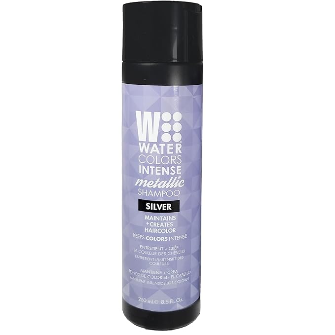 Watercolors INTENSE METALLIC Semi Permanet Color Depositing Shampoo-Sulfate & Paraben Free to Maintain & Enhance Hair Color 8 fl oz - SILVER