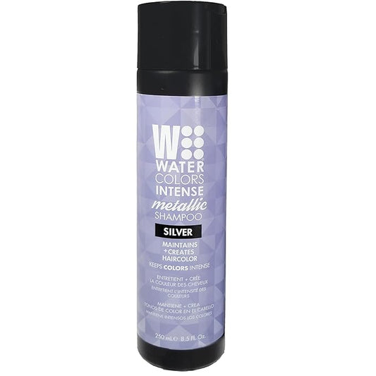 Watercolors INTENSE METALLIC Semi Permanet Color Depositing Shampoo-Sulfate & Paraben Free to Maintain & Enhance Hair Color 8 fl oz - SILVER