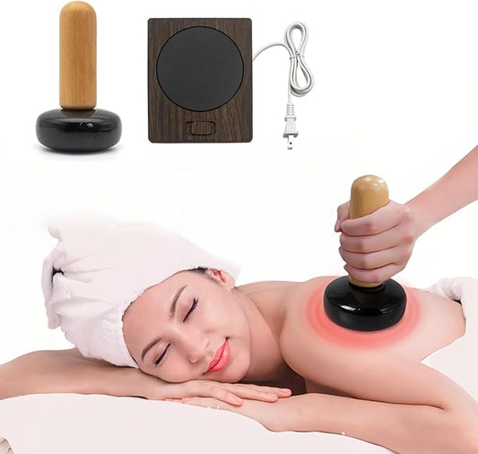 Hot Massage Stones Smooth Hot Rocks Heated Scraper-Adjustable Temperature Electric Body Shaping Roller, Guasha Massage Tool for Back Leg, Relaxing Muscles, Pain Relief, Deep Tissue Relaxation
