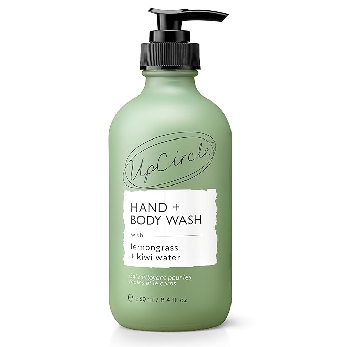 UPCIRCLE Hand + Body Wash with Kiwi Water 8.45oz - For Soothing + Protecting - Glycerin + Lemongrass - Natural, Vegan + Cruelty-Free