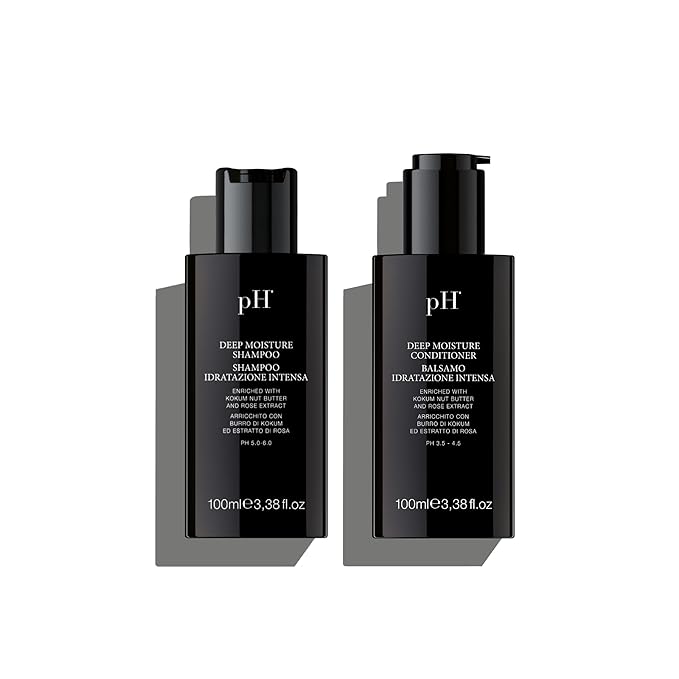 pH PURE HAIR Deep Moisture Shampoo and Conditioner Set - Hydrating and Moisturizing Shampoo and Conditioner - Dry Hair - Enriched with Kokum Nut Butter and Rose Extract (3.38 Oz each)