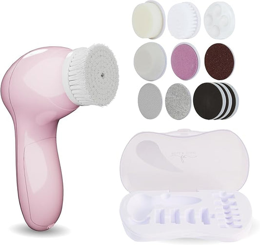 Bella Ciao 15-PC Full Body Skin Care Set with case, Facial Skin Care Products, Makeup Sponge, Facial Cleansing Brush & Body Scrubs for Women Exfoliation, Facial Cleanser for Face, Feet, Hands (Pink)