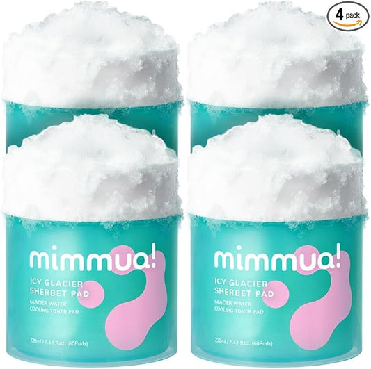 Ice Sorbet Toner Pads | Skin Prep Wipes for Puffiness, Under Eye Bags & Instant Face Lift | Gel Pads for Sunburn Relief & After Sun with 30% Glacier Water & Caffeine | Pack of 4 (240 Count)