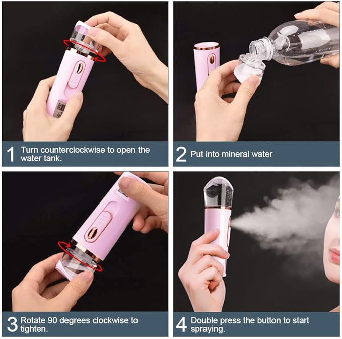 Nano Facial Mister with Skin Analyzer Moisture Tester, FANTEXY Portable Mini Cool Face Mist Steamer with USB, Handy Facial Sprayer for Eyelash Extensions, Face Moisturizing,Hydration Refreshing