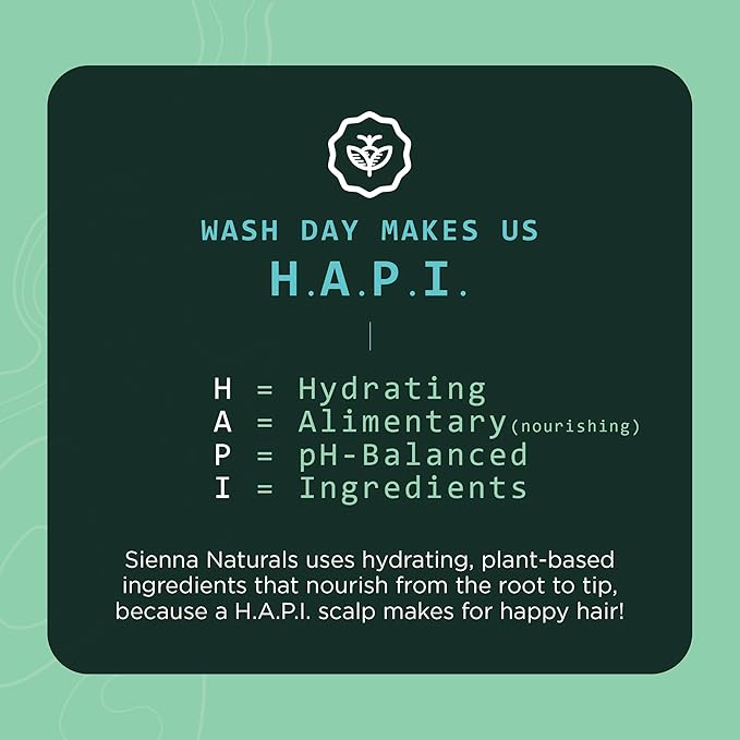 Sienna Naturals - HAPI Shampoo – Anti Frizz - Sulfate-Free, Scalp-Nourishing & Hydrating Cleanser – Gently Removes Buildup Without Stripping – pH-Balanced, Vegan & Clean Formula - 11oz