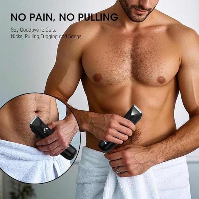Manscape Trimmer for Men - Electric Body Hair Trimmer with Light, IPX7 Waterproof Electric Razor for Balls/Pubic/Groin/Legs/Chest Hair Removal, Lightweight with LED Display, Gifts for Him Dad