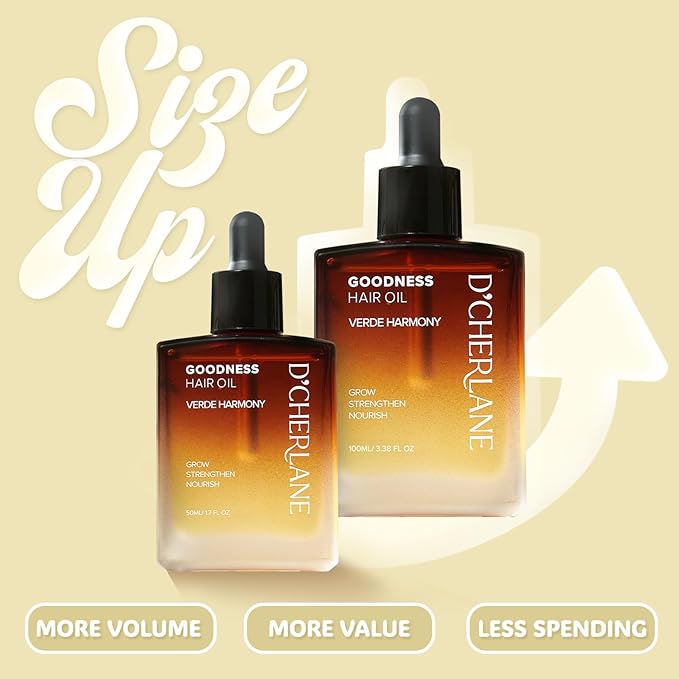 D'Cherlane Goodness Hair Oil – Hair Growth & Deep Scalp Treatment with Rosemary, Argan, Castor, & Coconut Oils For All Hair Types - Verde Harmony Edition (3.4 Fl Oz (Pack of 1))