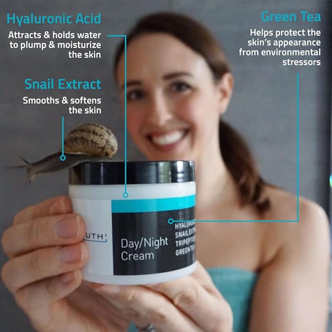 YEOUTH Day Night Face Moisturizer with Hyaluronic Acid, Snail Mucin Cream and Copper Tripeptide, Hydrating Fragrance Free Moisturizer, Face Cream for Women and Men 4oz