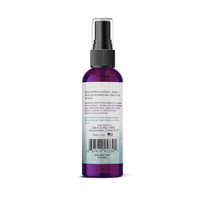 Diva Stuff Travelers Mist - Promotes Clear Skin & Protects from Acne-Causing Funk, Cleans Pillows and Sheets - Aromatherapy Spray for Relaxation and Sleep, Made in USA (Lavender & Chamomile, 2 oz)