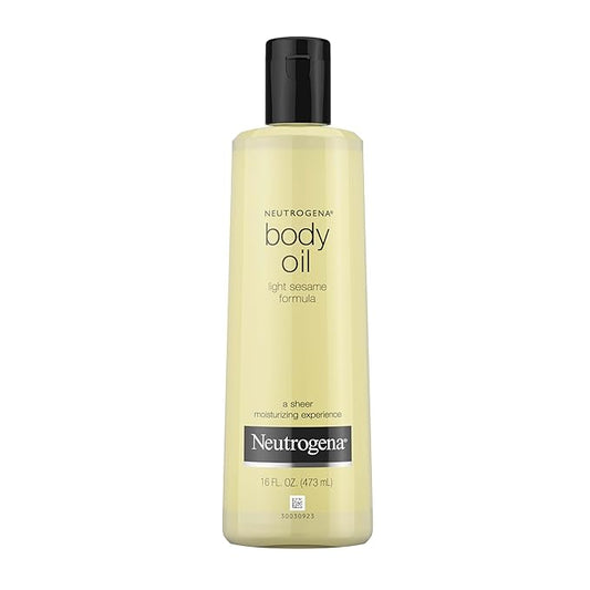 Neutrogena Body Oil Light Sesame Formula, 16 fl oz, Radiant Glow Moisturizer for Dry Skin, Bath & Shower Oil For Smooth and Hydrated Skin