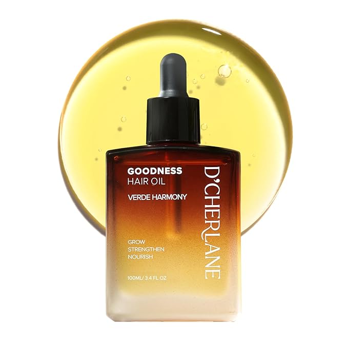 D'Cherlane Goodness Hair Oil – Hair Growth & Deep Scalp Treatment with Rosemary, Argan, Castor, & Coconut Oils For All Hair Types - Verde Harmony Edition (3.4 Fl Oz (Pack of 1))