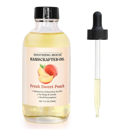 Fresh Sweet Peach Body Oil - Moisturizing Sweet Body Oil for Soft, Glowing Skin with Almond & Jojoba Oil (4 fl oz)