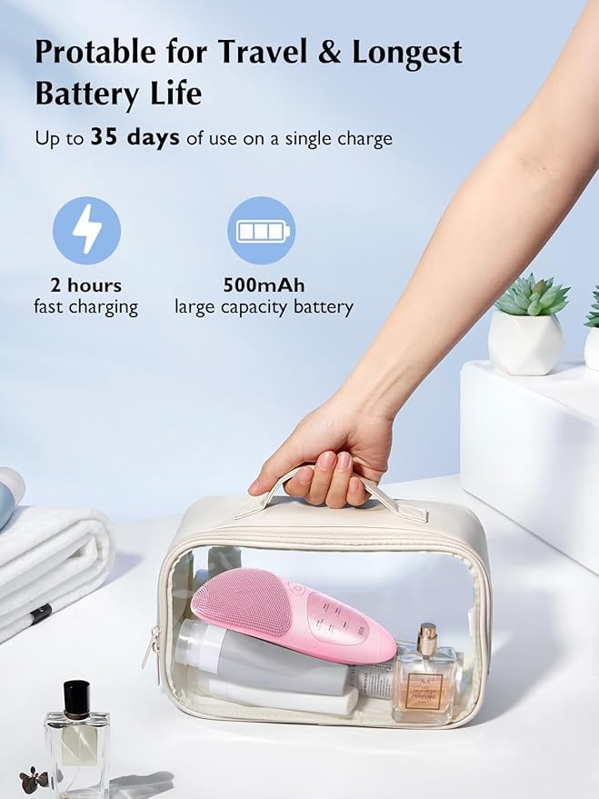 COSLUS Facial Cleansing Brush Silicone Face Scrubber: Waterproof Rechargeable Face Wash Brush, 4 Cleansing Modes, Electric Face Exfoliator for Men Women Cleaning, Exfoliating, Massaging