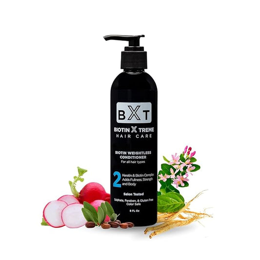 Biotin X Treme Natural Hair Growth Biotin and Keratin Conditioner for Thinning Hair - Strengthens, Smooths, and DHT Blocker - Color-Safe, Sulfate, Paraben, and Gluten-Free for Fine and Damaged Hair