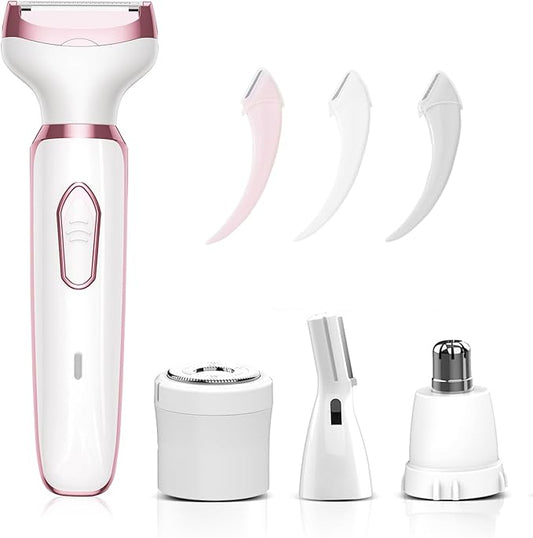 Electric Razors for Women, 4 in 1 Electric Women Shaver, Face Shavers Eyebrow Legs Armpit Bikini Area Pubic Underarms, Painless Facial Hair Removal Ladies Body Razors Set