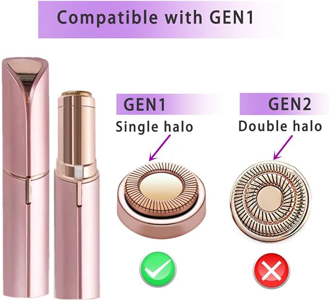 Facial Hair Remover Replacement Heads Gen 1 for Finishing Touch Flawless Facial Hair Removal,Effective Compatible with Flawless Shaver Tool for Women 18K Gold-Plated Rose Gold, 6 pcs,As Seen On TV.