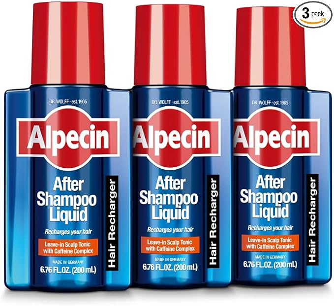 Alpecin After Shampoo Caffeine Liquid 6.76 fl oz (Pack of 3) I Topical Solution for Men's Thinning Hair I Promotes Natural Hair Growth I Sulfate Free with Concentrated Caffeine