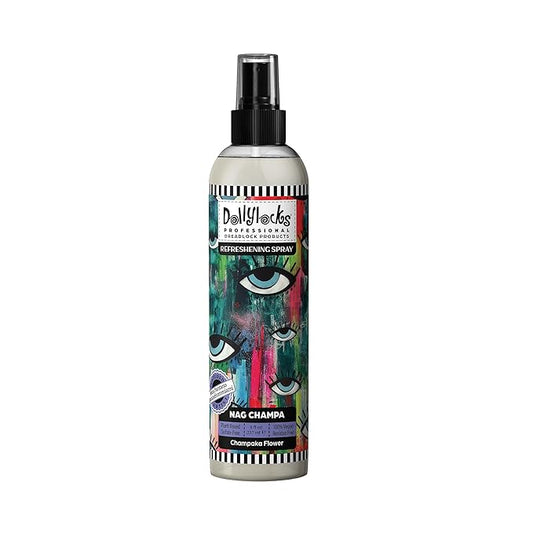 Dollylocks Refreshening Spray – Residue-Free Dreadlock Spray & Loc Moisturizer, Plant Based Deodorizer & Conditioner for Dreads, Vegan & pH-Balanced (Nag Champa Scent, 8oz)