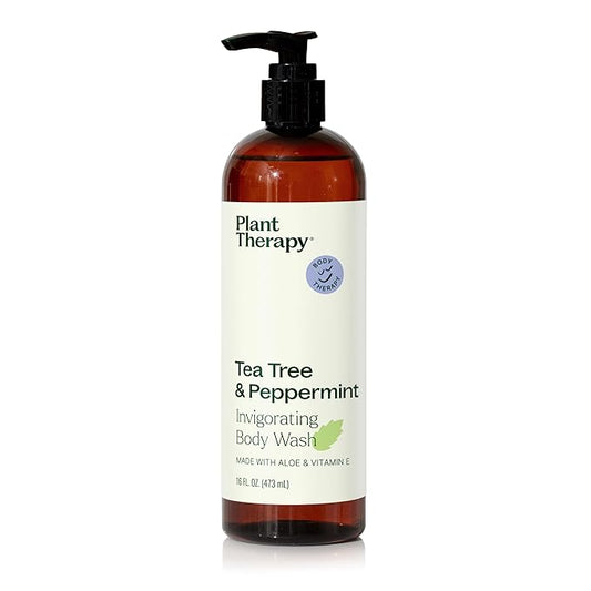 Plant Therapy Tea Tree and Peppermint Essential Oil Natural Body Wash 16 oz For all Skin Types, Sulfate Free Body Wash, For Men or Women, Refreshing & Invigorating Natural Scent, Hydrating Lather
