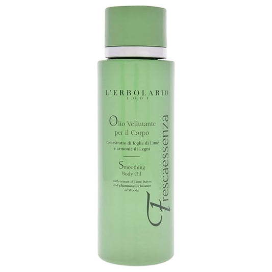L’Erbolario Frescaessenza Smoothing Body Oil - Tightening, Toning and Dry Skin Moisturizer - Massage and Vitamin E Oil with Sunflower Oil - 3.3 oz
