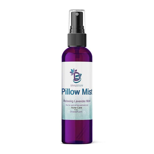 Diva Stuff Pillow Mist - Promotes Clear Skin & Protects from Acne-Causing Funk, Cleans Pillows, Hands, and Sheets - Aromatherapy Spray for Relaxation and Sleep, Made in USA (Lavender 4 oz)
