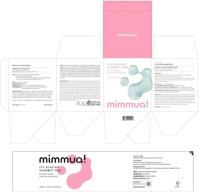 Ice Sorbet Toner Pads | Skin Prep Wipes for Puffiness, Under Eye Bags & Instant Face Lift | Gel Pads for Sunburn Relief & After Sun with 30% Glacier Water & Caffeine | Pack of 3 (180 Count)