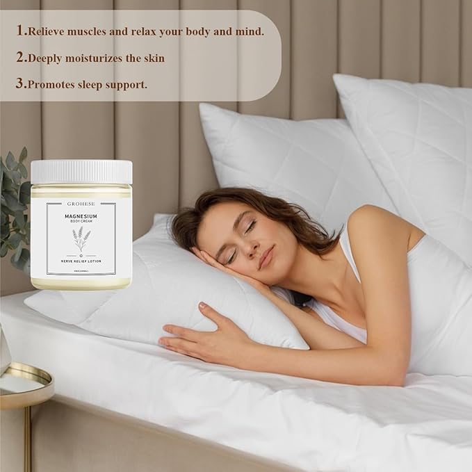 Neuropathy Cream – Nighttime Magnesium Cream for Feet & Hands, Nerve Relief Body Lotion with Natural Soothing Ingredients, Non-Greasy Formula, Relaxing Lavender Scent (1)