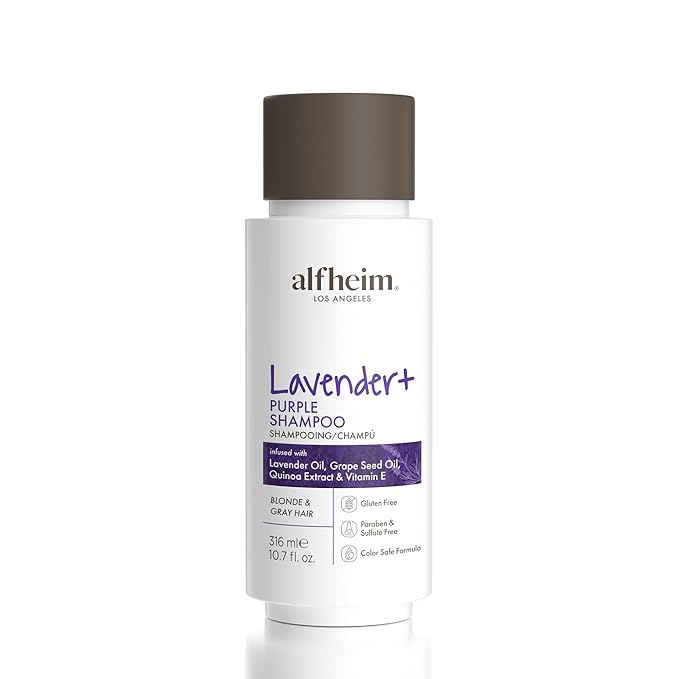 ALFHEIM Lavender+ Purple Shampoo | Neutralizes Brass & Yellow Tones | Sulfate-Free, Color-Safe Formula | For Blonde, Silver & Highlighted Hair | Hydrating & Smoothing | 10.7 oz