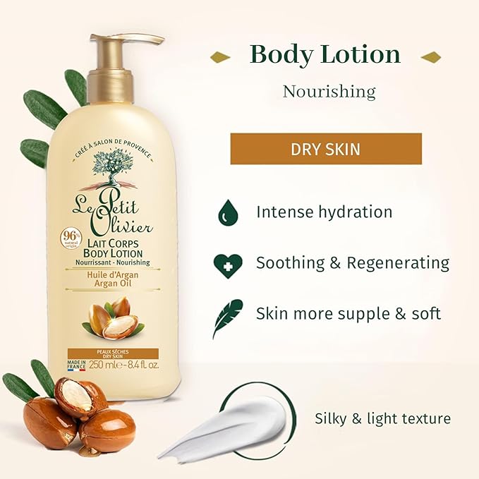 Nourishing Body Lotion - Light, Non-Greasy Texture - Enriched With Argan Oil - Nourishes Skin, Leaving it Soft and Silky - For Normal to Dry Skin - Silicone Free - 8.4 Oz