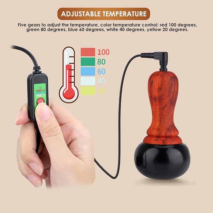 Hot Stones for Massage, Electric Body Massager with Temperature Control, Natural Bian Stone Gua Sha Scraping Massager for Home SPA Relaxation Treatment Pain Relief