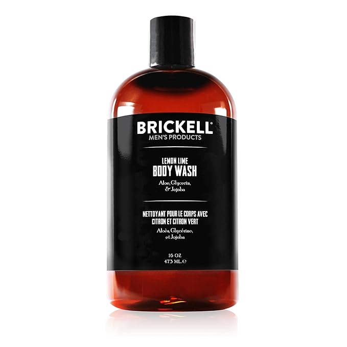 Brickell Men's Invigorating Body Wash for Men, Natural and Organic Deep Cleaning Shower Gel with Aloe, Glycerin, and Jojoba Oil, Sulfate Free (Lemon Lime, 16 Ounce)