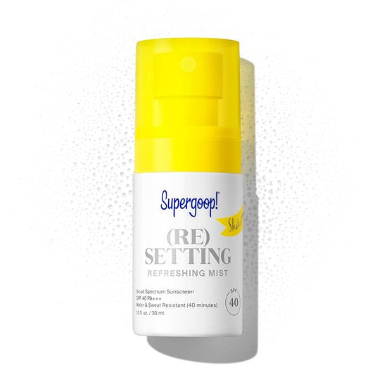 Supergoop! (Re)setting Refreshing Mist, 1 fl oz - SPF 40 PA+++ Facial Mist - Sets Makeup, Refreshes UV Protection & Helps Filter Pollution - Light, Natural Scent