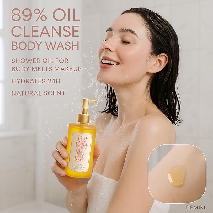 Body Wash Shower Oil Cleanser for Women-Japanese Bath Oil, Skin So Soft Moisturizing bodywash, Body Oil Cleanser, Natural Shower Gel, Body Care, Sulfate-Free,Paraben-Free 10 fl.oz
