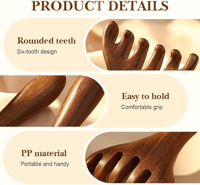 Six-Claw Meridian Massage Comb, 2025 Upgrade Manual Hair Scalp Massagers, Versatile Gua Sha Scraping Massage Tool Portable Meridians Massage Brush, Whole Body Relaxation Massage Comb (A)