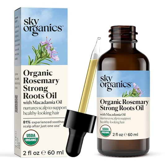 Sky Organics - Organic Rosemary Oil with Strong Roots - Hair Growth Serum with Macadamia, Jojoba & Essential Oils for Scalp - Natural Beauty and Hair Care - 2 fl oz