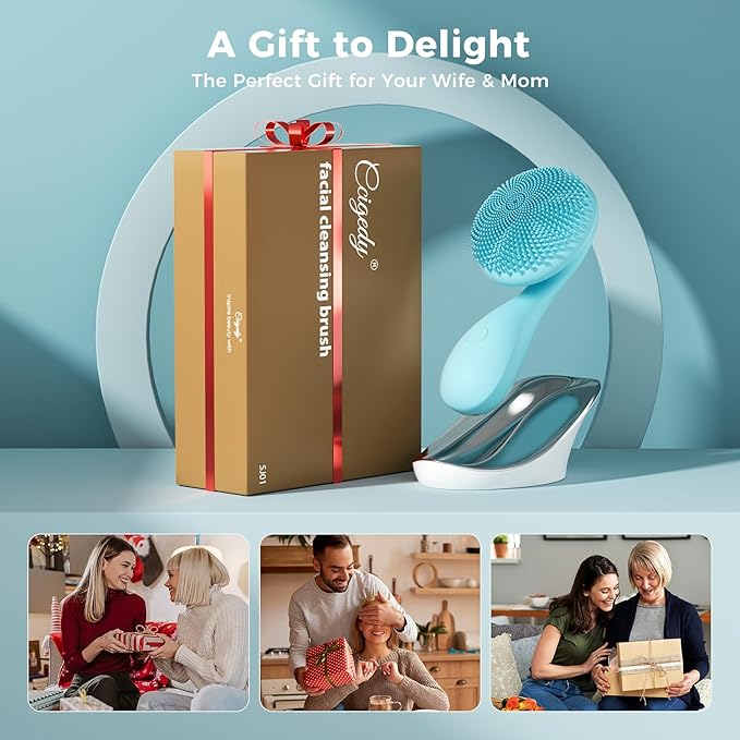 2 in 1 Facial Cleansing Brush, Rotating Magnetic Beads & Massage Cleaning Electric Face Scrubber, Waterproof and Rechargeable Exfoliating Face Scrubber Brush