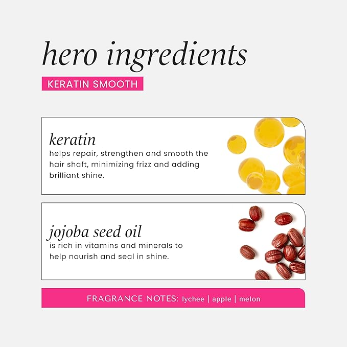 HASK Keratin Smoothing Shampoo + Conditioner Set | For All Hair Types, Sulfate-Free, Paraben-Free, Gluten-Free, Cruelty-Free, Color Safe