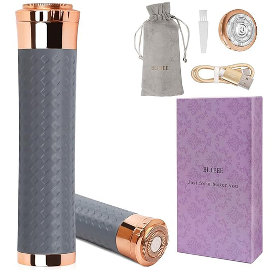 Facial Hair Removal for Women, Rechargeable Hair Removal Device, Painless Face Electric Razor/Shaver for Lip, Arms, Face, Peach Fuzz (Gray)