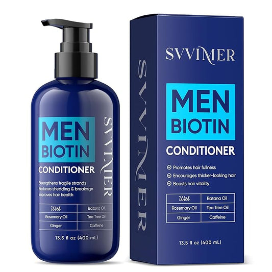 Biotin Hair Conditioner for Men - Thickening Volumizing Conditioner with Rosemary Tea Tree Oil Caffeine for Thinning Damaged Dry Hair sulfate free - 13.5 Fl Oz (Pack of 1)