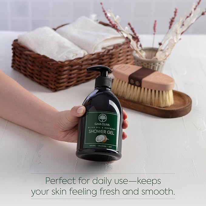 Olive Oil Shower Gel – Natural Body Wash with Coconut, Hydrating, Moisturizing Body Wash for Women & Men, Plant-based Bath & Shower Gel for Dry Skin, 16.9 Fl Oz (Pack Of 2)