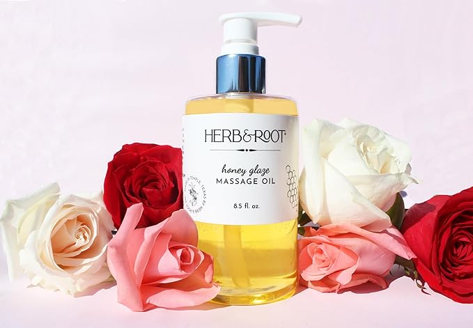 Honey Glaze Edible Massage Oil, 8.5 oz | Kissable Body Oil with Sweet Honeycomb & Natural Oils | Non-Sticky, Moisturizing, Doubles as Aromatherapy Body Oil & Couples Gift