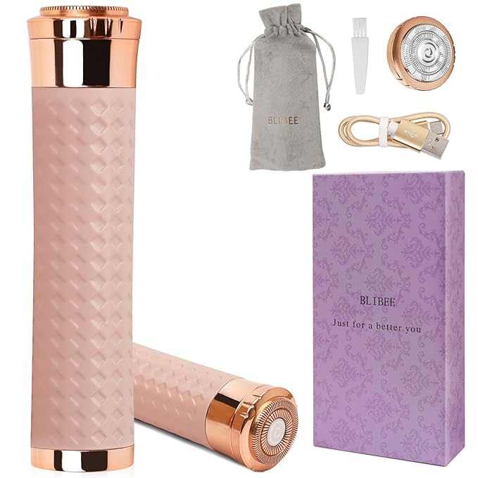 Facial Hair Removal for Women, Rechargeable Hair Removal Device, Painless Face Electric Razor/Shaver for Lip, Arms, Face, Peach Fuzz(Blush)