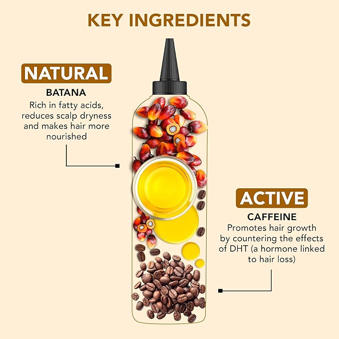 Botanic Hearth Caffeine & Batana Oil For Hair Growth (6.7 fl oz)| Infused with Caffeine, Batana Oil | Hair Oil Repairs Dry Damaged Hair, Strengthening, Moisturizing, Healthier Hair