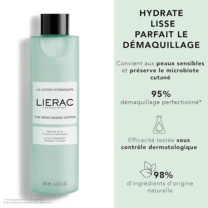 Lierac Demaquillant Moisturizing Face Toner- Hydrating & Gentle, Removes Traces of Residual Makeup & Impurities, Suitable for All Skin Types, Face Moisturizer for Women - 200ml Bottle