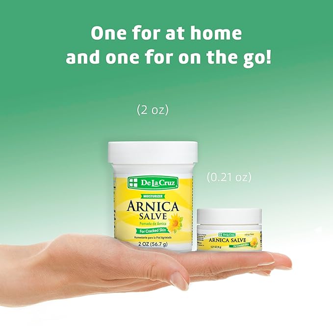 De La Cruz Arnica Salve - Foot Cream for Dry Cracked Heels and Feet - Moisturizing Hand Salve for Dried Hands - 24 Hour Moisture Foot Cream for Dry Cracked Feet and Rough Skin - (Trial Size)